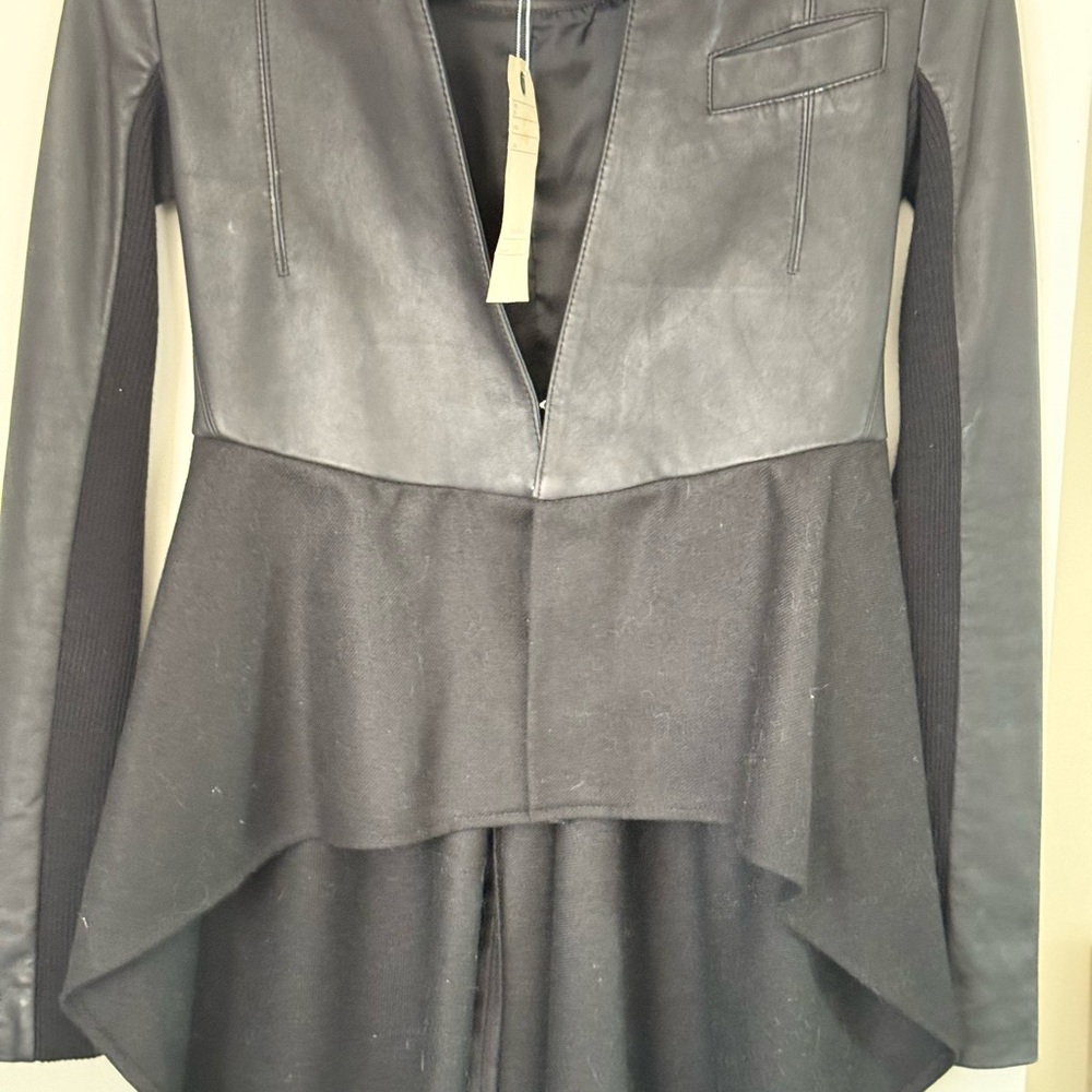 Veda Black Leather Peplum Jacket Sz 2